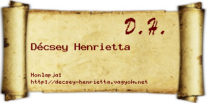 Décsey Henrietta névjegykártya