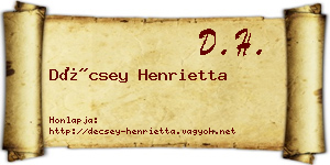 Décsey Henrietta névjegykártya