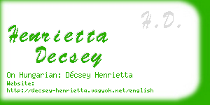 henrietta decsey business card