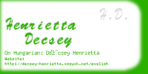 henrietta decsey business card